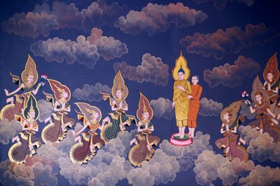 Buddhas liv, veggfreskomaleri, Wat Botum-tempelet, Phnom Penh, 2022 (bilde) av Unbekannter Künstler
