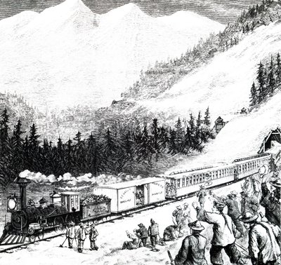 Pacific Railroad i Sierra Nevada-fjellene. av Unbekannt