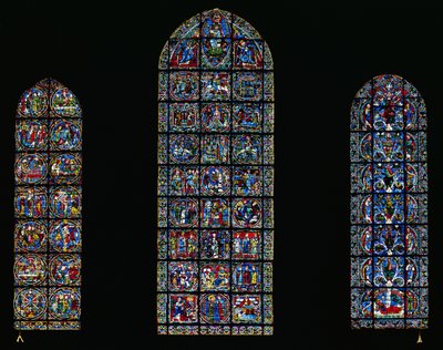The Passion, The Nativity and the Tree of Jesse (farget glass) (for detaljer 98063-64) av Unbekannt