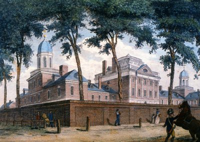 Pennsylvania-sykehuset i Philadelphia, ca. 1800 (gravering) av Unbekannter Künstler