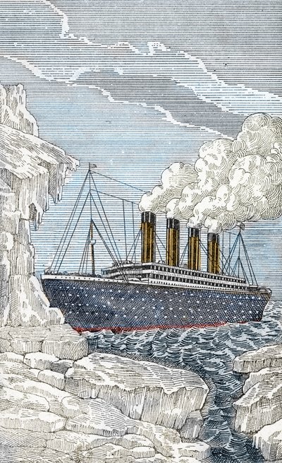 Titanic-fartøyet traff et isfjell 14. april av Unbekannter Künstler