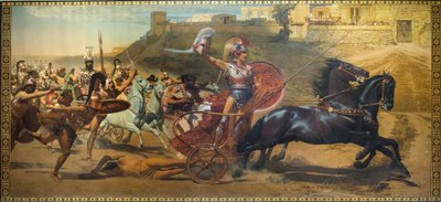 The Triumph of Achilles - Maleri i Achilleon-palasset, Korfu - The Triumph of Achilles-maleriet i Achilleion-palasset, gamlebyen på Korfu, De joniske øyer, Hellas, Europa av Unbekannter Künstler