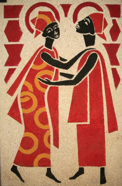 Besøket Keur Moussa klosterkirkefresken ble designet og malt i 1963 av Dom Georges Saget, Keur Moussa, Senegal av Unbekannt