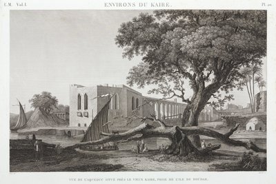 Akvedukten ved Gamle Kairo, fra øya Roudah, Egypt, ca 1798 av Unbekannt