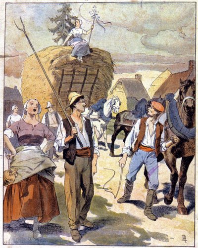 Den siste hvetevognen i Beauce, ca. 1910 (illustrasjon) av Unbekannter Künstler