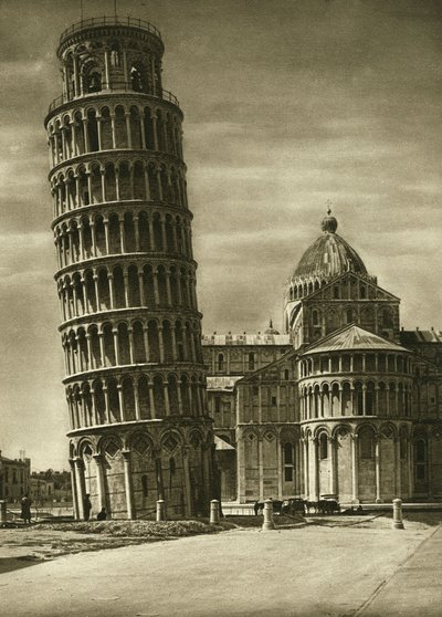 Det skjeve tårnet og apsis til kuppelen (duomo) i Pisa i 1925 av Unbekannt