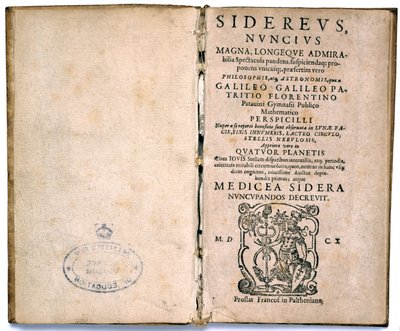 Tittelside fra Galileos bok om astronomisk teori av Unbekannt