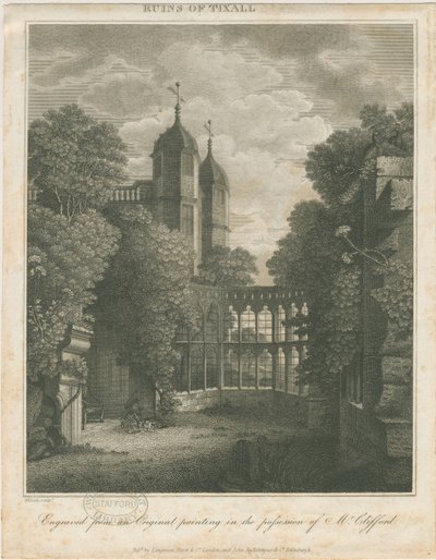 Tixall Hall: gravering, og [?tidlig 1800-tall] av Unbekannt