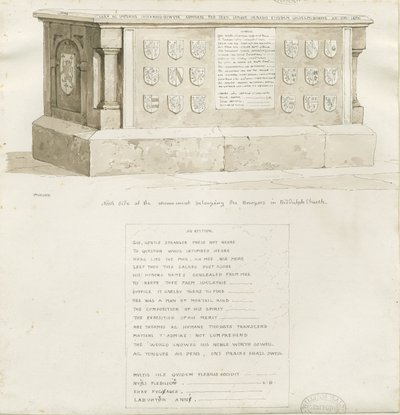 Grav i Biddulph Church - "William Bowyer": sepia-tegning, 1837 av Unbekannt