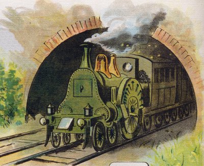 Tog som forlater en tunnel. Gravering i "ABC L
