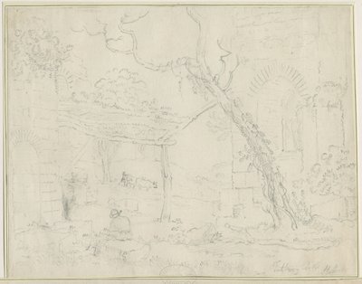 Tutbury Castle: blyanttegning, nd [?1800-tallet] av Unbekannt
