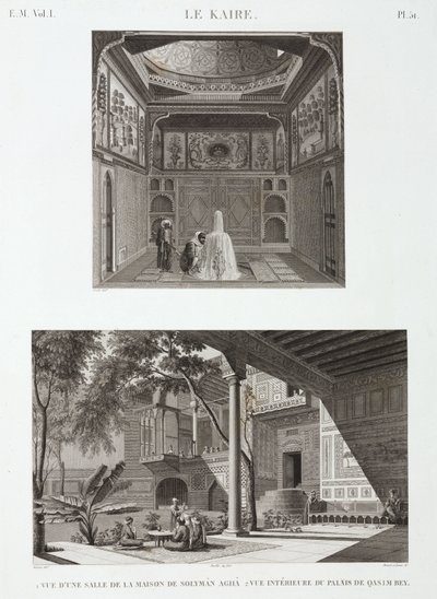 To eksempler på islamsk arkitektur, Kairo, Egypt, ca 1798 av Unbekannt
