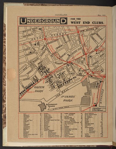 Undergrunn for West End-klubbene, mai 1910 av Unbekannter Künstler