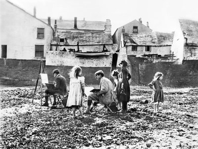 Storbritannia: Kunstnere som maler ved elven Torridge. Appledore, Devon av Unbekannt