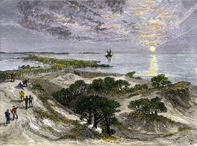 USA, delstaten Virginia: Engelske nybyggere på Roanoke Island Lands av Unbekannter Künstler