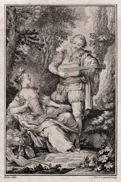 Uten tittel sjangerscene, Paris 1766 (gravering) av Unbekannter Künstler