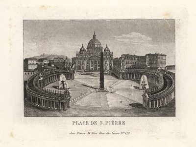 Utsikt over Petersplassen, Piazza di S. Pietro, med Peterskirken og gammel egyptisk obelisk av Unbekannt