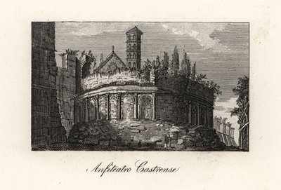 Utsikt over Amphitheatrum Castrense og Aurelian Walls, Roma av Unbekannt