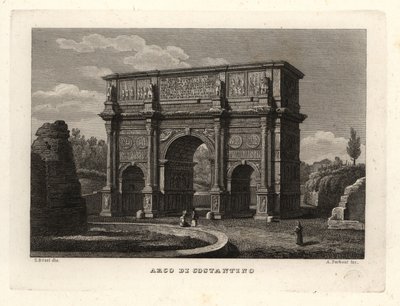 Utsikt over Konstantinbuen, Arco di Costantino, Roma av Unbekannt