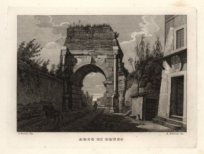 Utsikt over Drusus-buen, Arco di Druso, Roma av Unbekannt