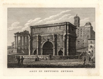 Utsikt over buen til Septimius Severus, Arco di Settimio Severo, Roma av Unbekannt