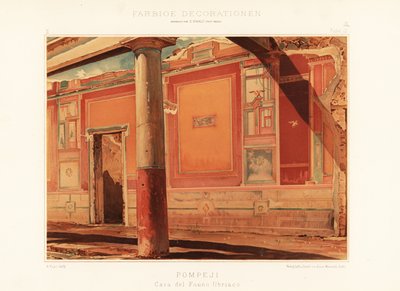 Utsikt over huset til den berusede faunen, Pompeii. 1896 (kromolitografi) av Unbekannter Künstler