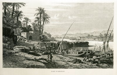 Utsikt over havnen i Aswan i Egypt - Illustrasjon fra Atlas of Egypt av Unknown