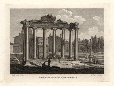 Utsikt over Temple of Concord, Tempio della Concordia, Roma av Unbekannt