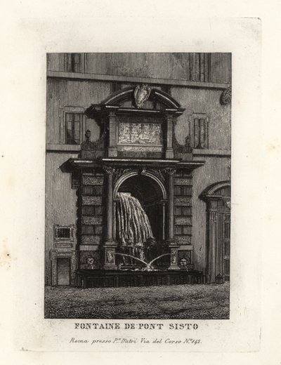 Utsikt over fontenen til Ponte Sisto-broen, Acqua Paola (nå på Piazza Trilussa), Roma av Unbekannt