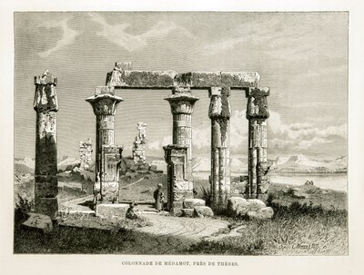 Utsikt over ruinene av Medamot Temple nær Theben, Egypt Illustrasjon fra Atlas of Egypt av Unknown