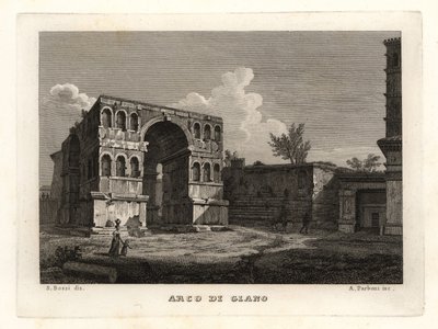 Utsikt over ruinene av Janus-buen, Arco di Giano, Roma av Unbekannt