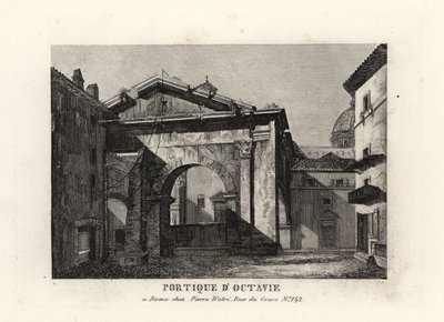 Utsikt over ruinene av Portico of Octavian, Porticus Octaviae, Roma av Unbekannt