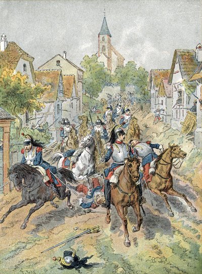 Krigen i 1870: anklagen om kyrassere under slaget ved Froeschwiller-Woerth (1870) av Unbekannter Künstler