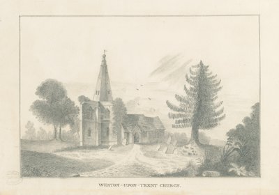 Weston-on-Trent Church: blyanttegning, nd [1800-tallet] av Unbekannt