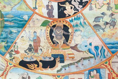 Livets hjul, detaljer, veggmaleri i wat Umong, Chiang Mai, Thailand av Unbekannter Künstler