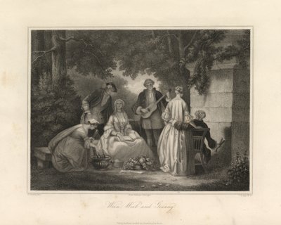 Vin, kvinner og sang, Triest, ca. 1850 (gravering) av Unbekannter Künstler