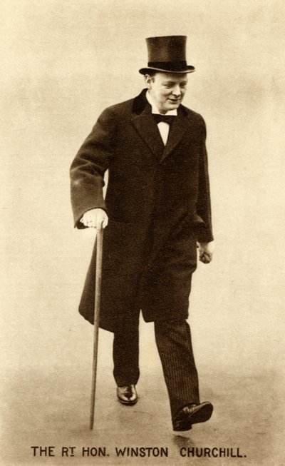 Winston Churchill besøker statsminister Herbert Henry Asquith mandag 26. 1914 (s/hv-bilde) av Unbekannter Künstler