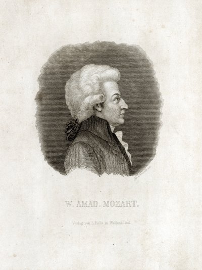 Gravering av Wolfgang Amadeus Mozart. av Unbekannt