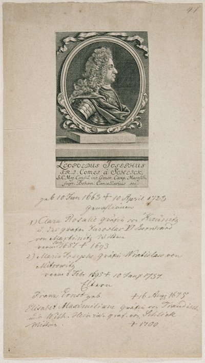 Feltmarskalk Leopold Joseph von Schlik av Unbekannter Stecher