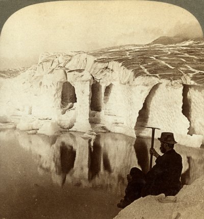 Aletschbreen og Marjelensjøen, Sveits. av Underwood and Underwood
