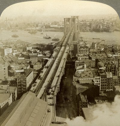 Brooklyn Bridge, New York, USA. av Underwood and Underwood