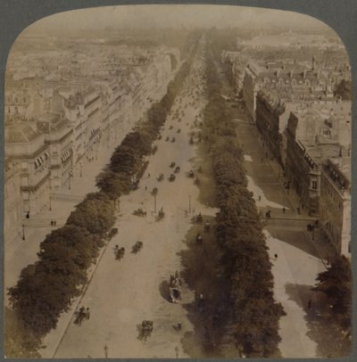 Champs Elysees - fra Triumfbuen til Place de la Concorde - Paris, Frankrike, 1900. av Underwood and Underwood
