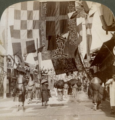Dotombori, eller Theatre Street, Osaka, Japan, 1904 av Underwood and Underwood