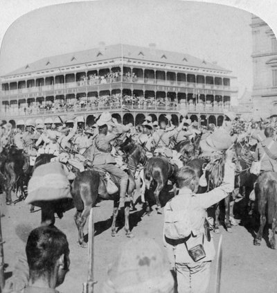 Feltmarskalk Lord Roberts og stab som heier på dronningen, Pretoria, Sør-Afrika, 5. juni 1900. av Underwood and Underwood