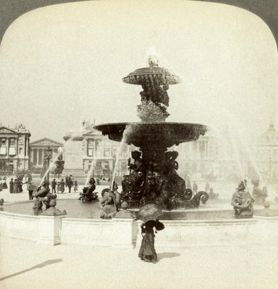 Fontene, Place de la Concorde, Paris, Frankrike. av Underwood and Underwood