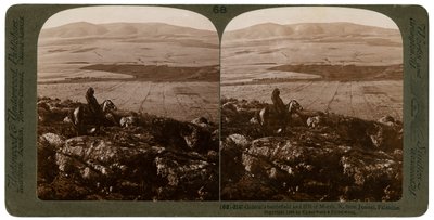 Gideons slagmark og Hill of Moreh, nord fra Jisreel, Palestina, 1900. av Underwood and Underwood