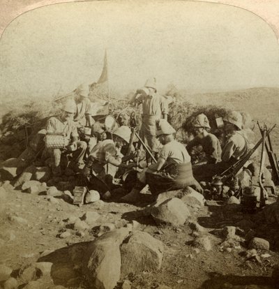 Gordon Highland-signalgivere på Signal Hill, Euslin, Sør-Afrika, Boer War, 1899-1902. av Underwood and Underwood