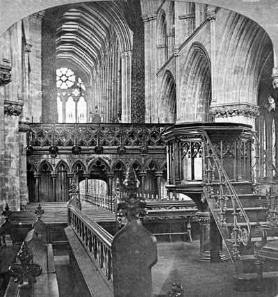 Interiør i Glasgow Cathedral, Skottland, sent på 1800-tallet. av Underwood and Underwood