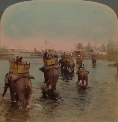Tilbake til leiren etter en dags fotografering, Bebar-jungelen, India, 1909. Artister: Elmer Underwood, Bert Elias Underwood. av Underwood and Underwood