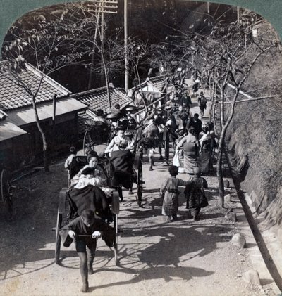Rider til Daijingu-tempelet, for Shinto-festivalen for tilbedelse av solgudinnen, Yokohama, Japan, 1904. av Underwood and Underwood